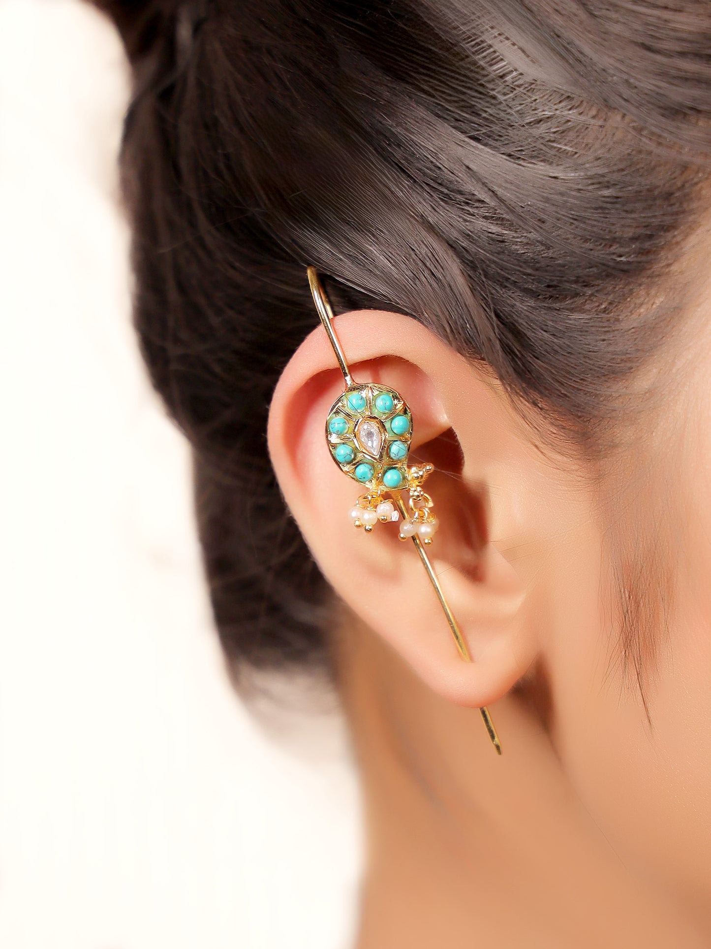 Baylee Firozi Gold Plated Kundan Ear Cuff [ Price is for Pair ]
