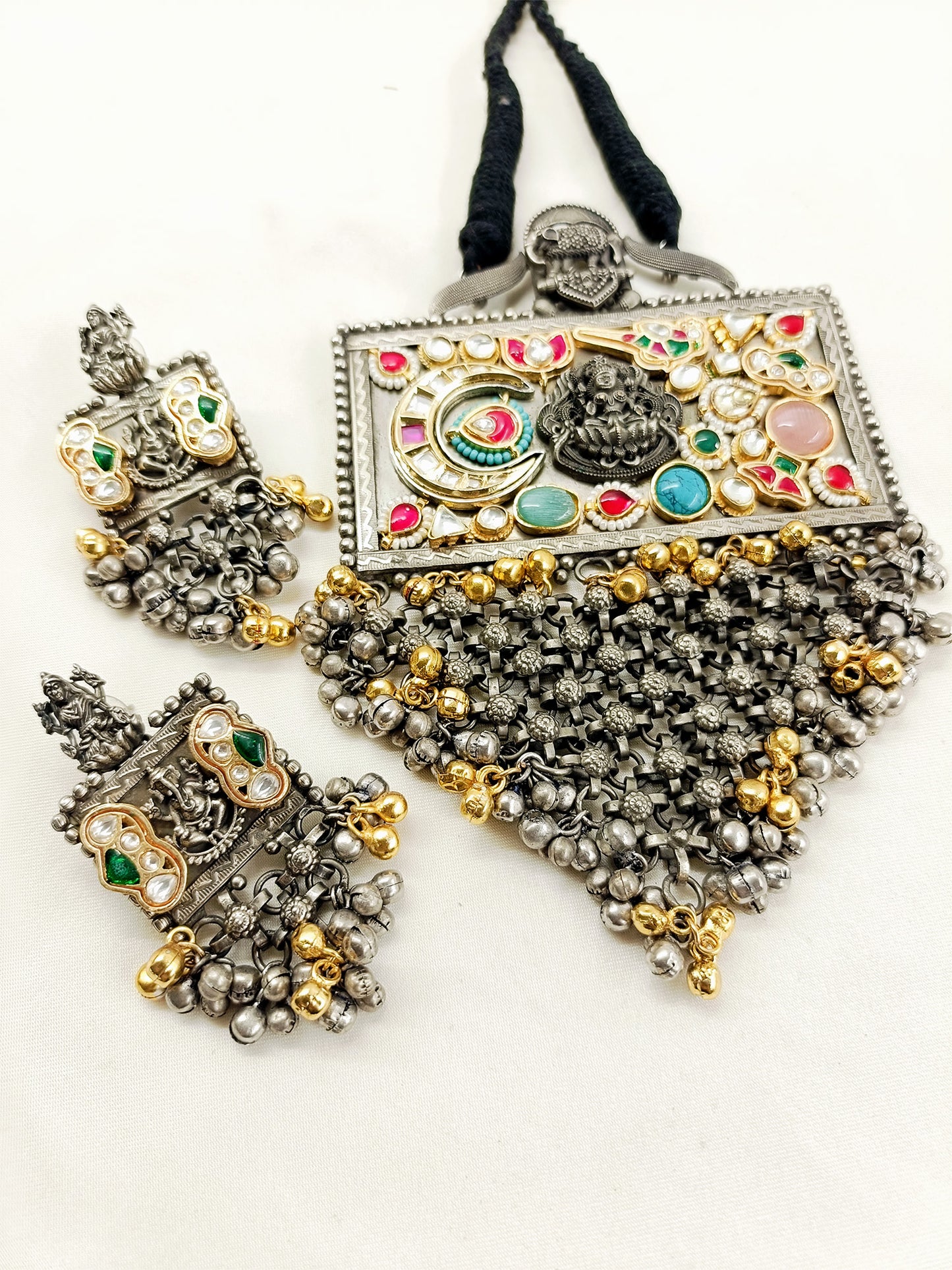 Hasini Multi Colour Oxidized Necklace Set