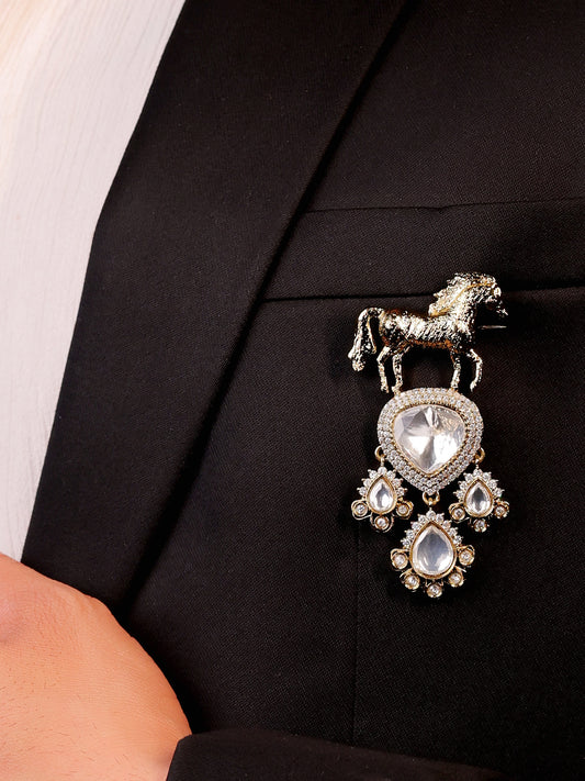 Poorav White Horse Brooch