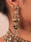 Bushra Mint Green Rhodium Plated Victorian Necklace Set