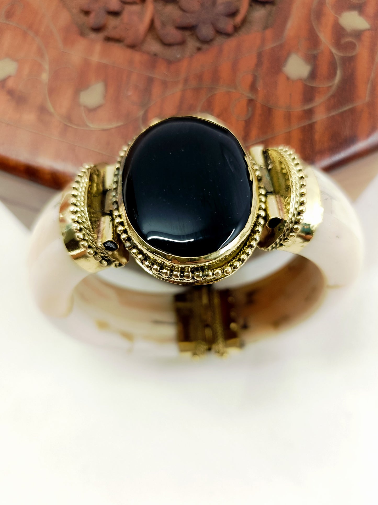 Udit Men’s Royal Black Onyx Stone Bone Bracelet