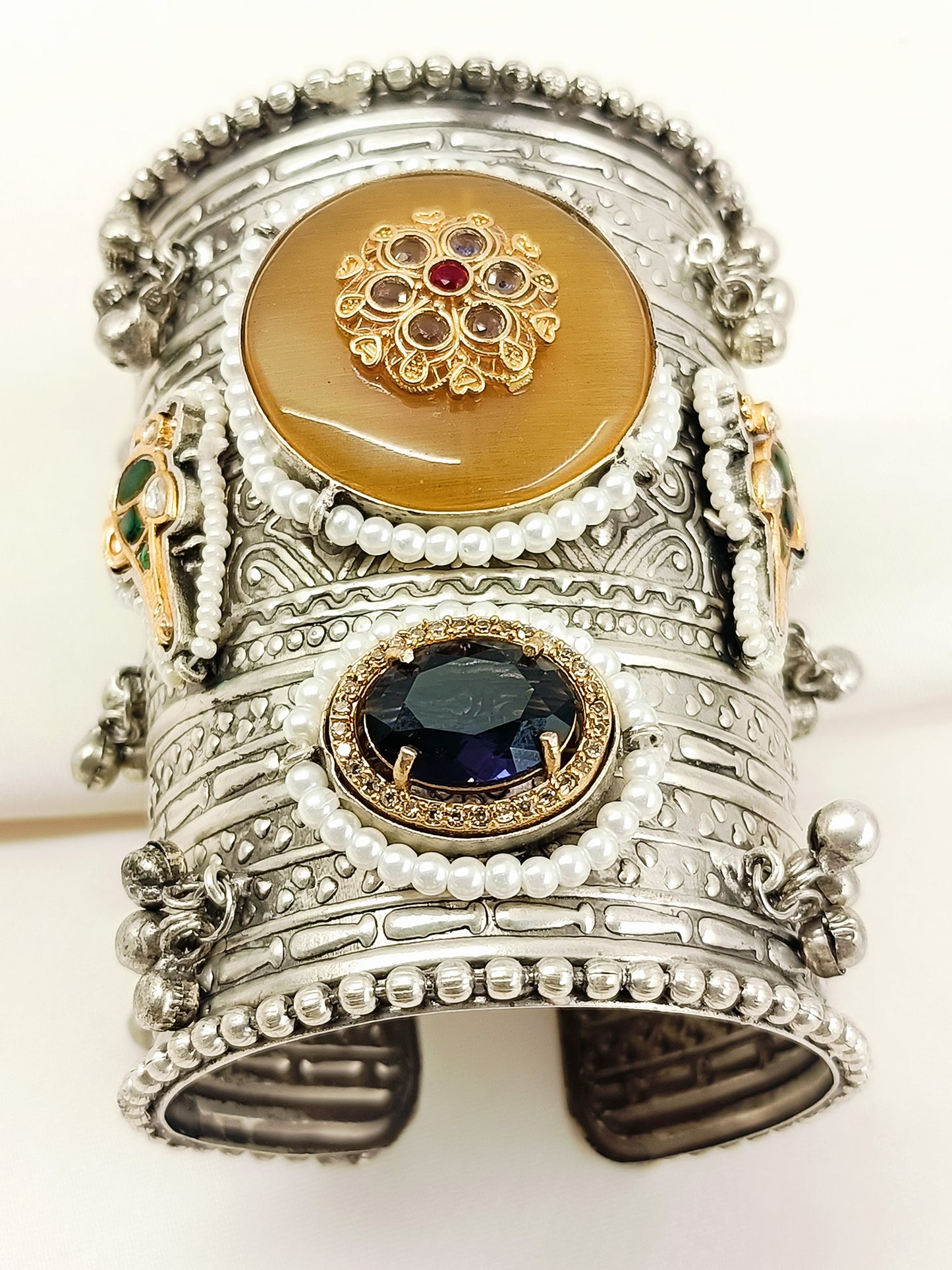 Avantika Yellow Fusion Broad Oxidized Bracelet