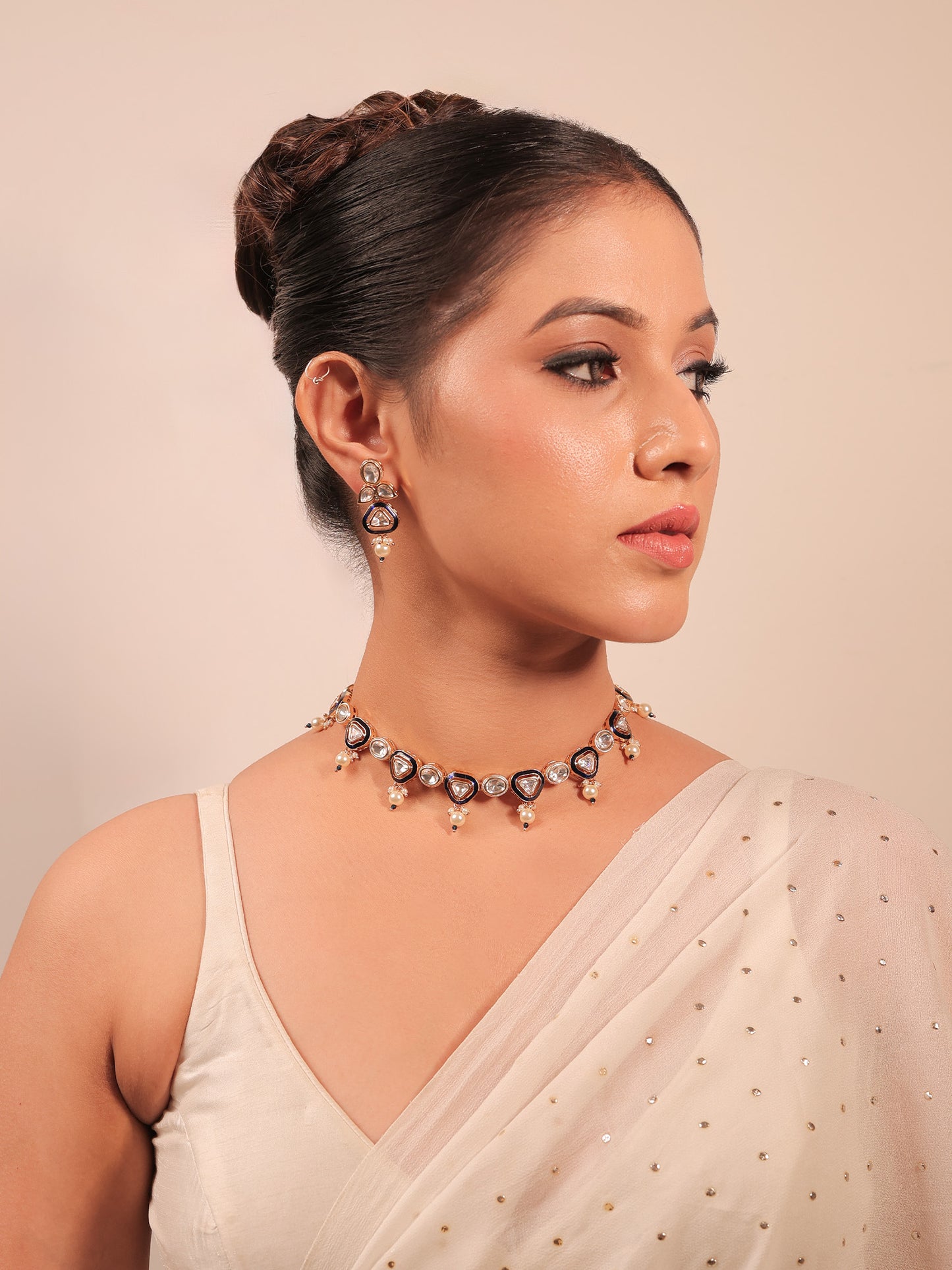Vriddhi Navy Blue Kundan Necklace Set