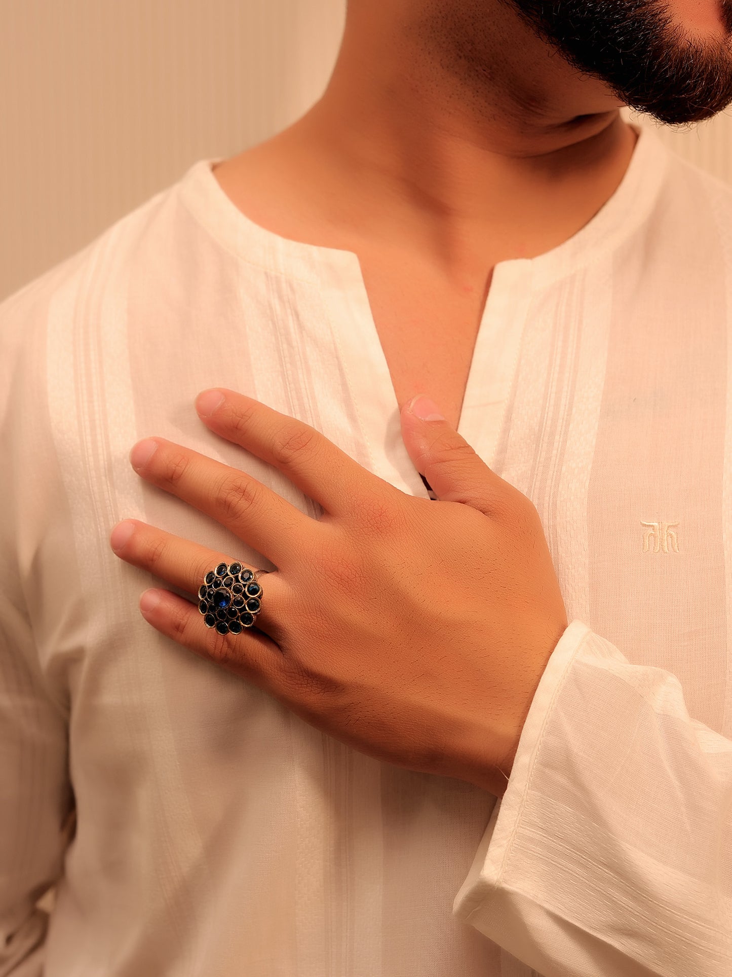 Jane Navy Blue Men's Finger Ring