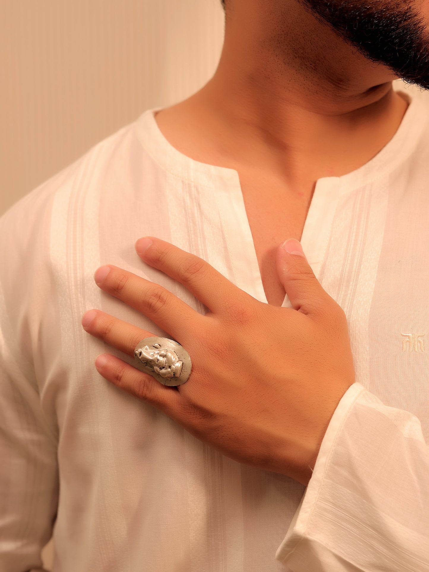 Roopa Silver Tribal Finger Ring