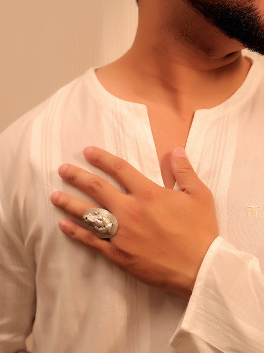 Roopa Silver Tribal Finger Ring