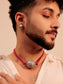 Idhik Maroon Men's Pendant Set With Ring