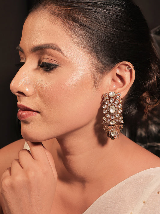 Pankhudi White Kundan Earrings