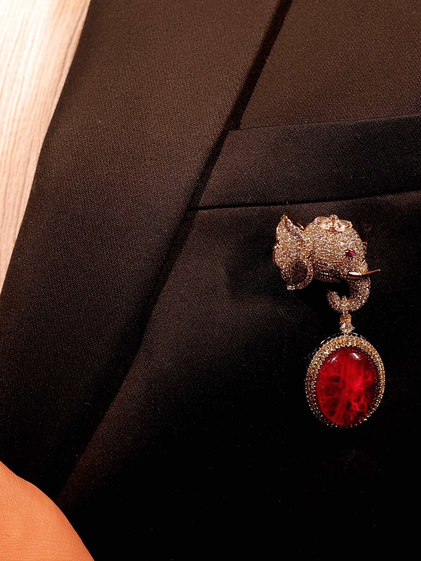 Charvik Ruby Elephant Brooch