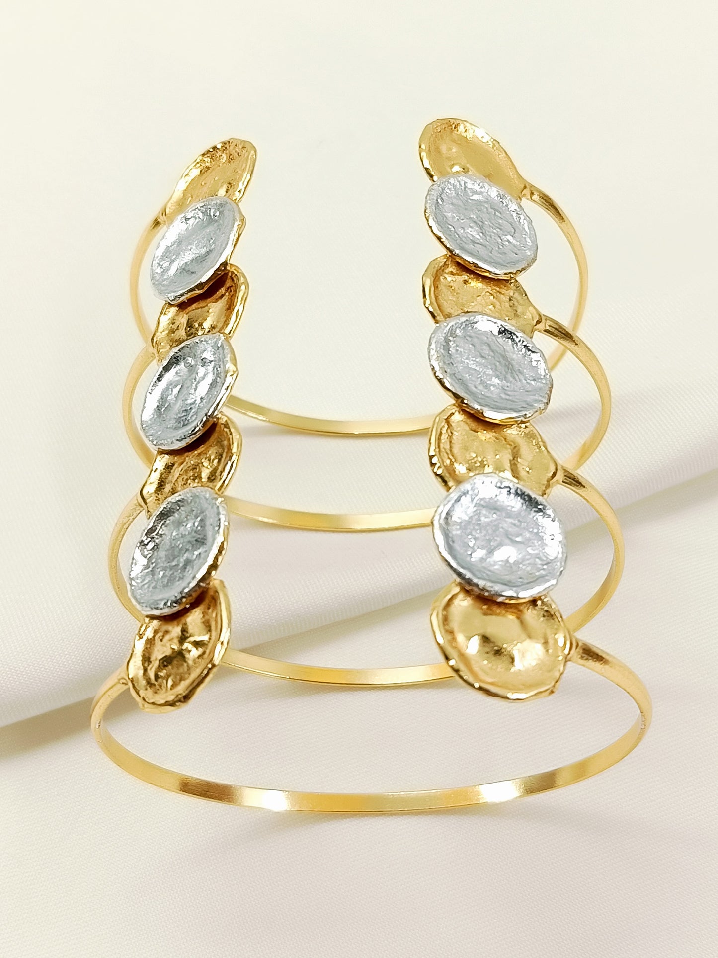 Aasia Molten Dual Tone Coin Cuff Western Bracelet