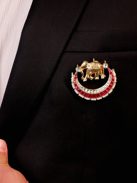 Vaibhav R&W Elephant Brooch