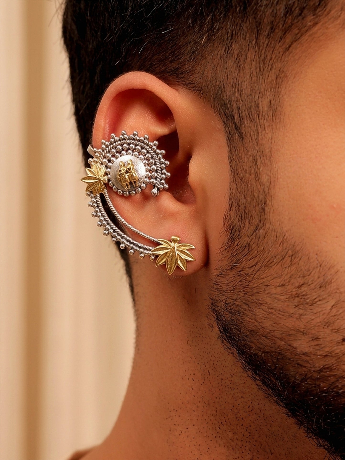 Tanmay Dual Tone Men's Earring With Stud
