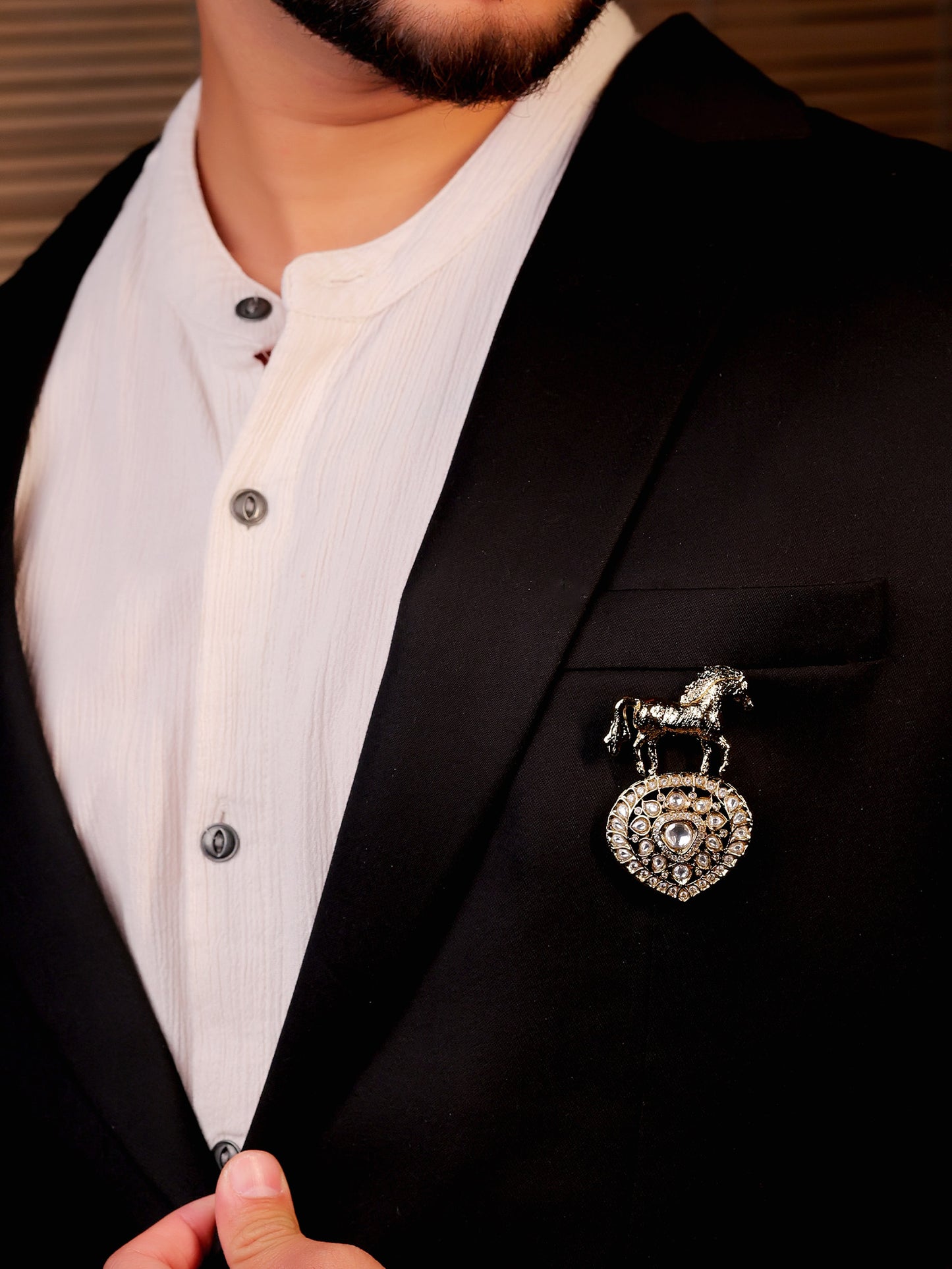 Atharva White Horse Brooch
