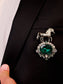 Naval Green Horse Brooch