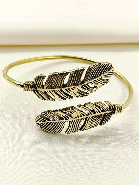Neel Golden Twin Feather Men's Bracelet