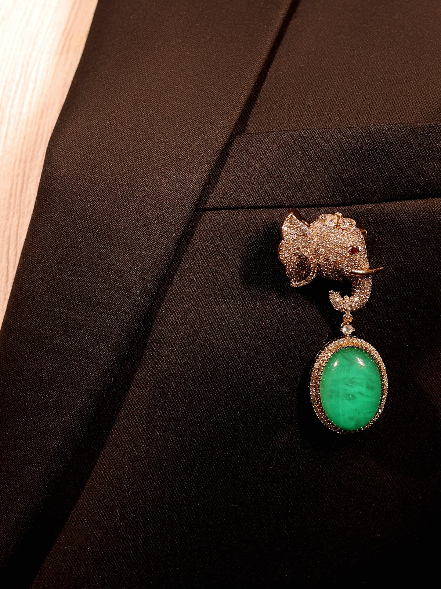 Ekansh Mint Green Elephant Brooch