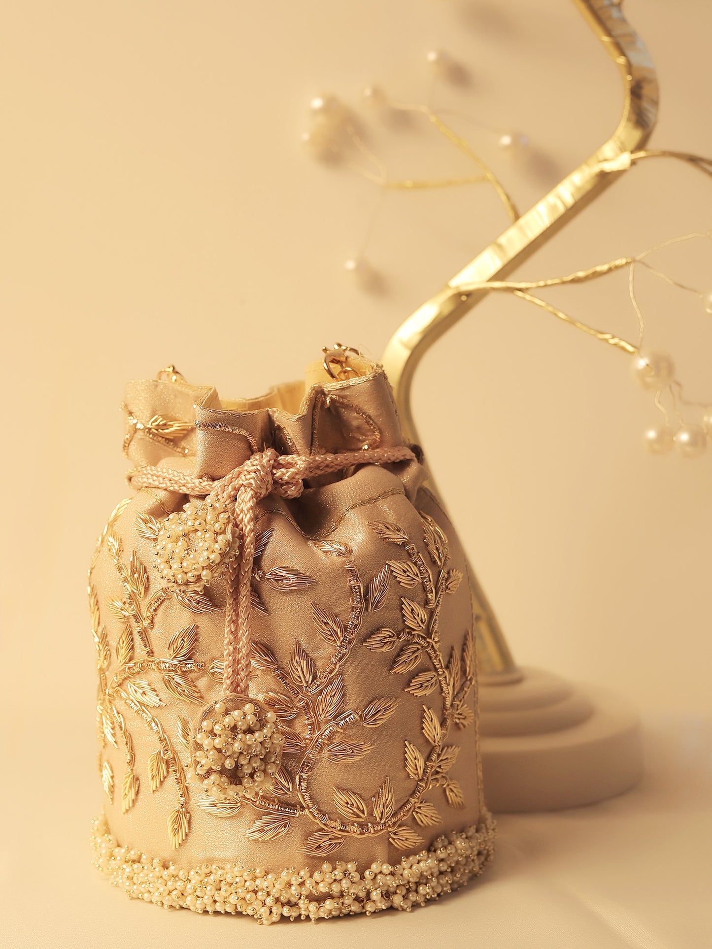Samayra Rose Gold Potli Bag