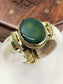 Sammi White Bone Green Stone Kada Men's Bracelet