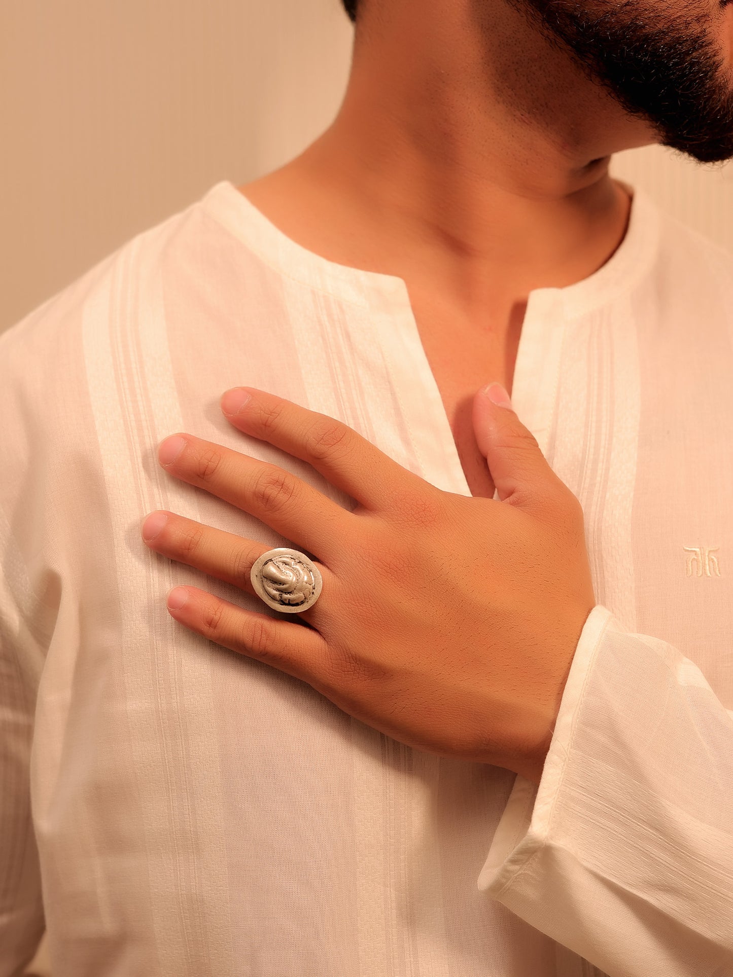 Esha Silver Tribal Finger Ring