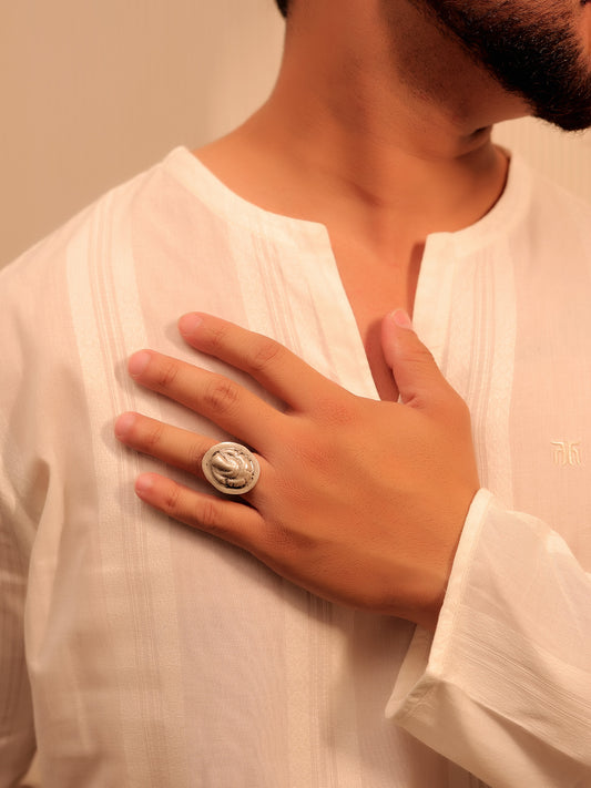 Esha Silver Tribal Finger Ring