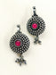 Anchal Oxidized Tribal Sunburst Ear Cuff with Ruby Pink Stone & Ghungroo