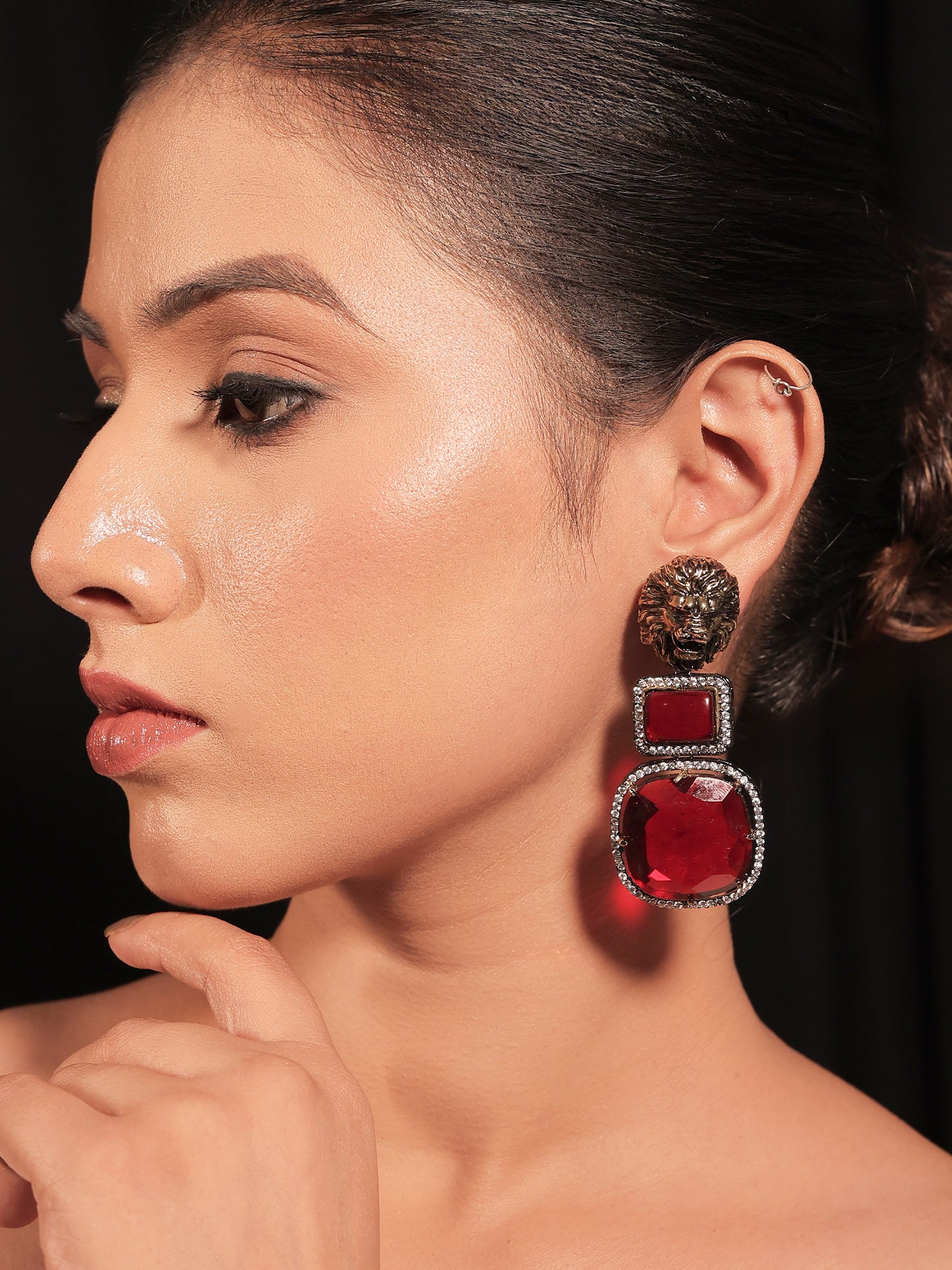 Amaris Maroon Victorian Earrings