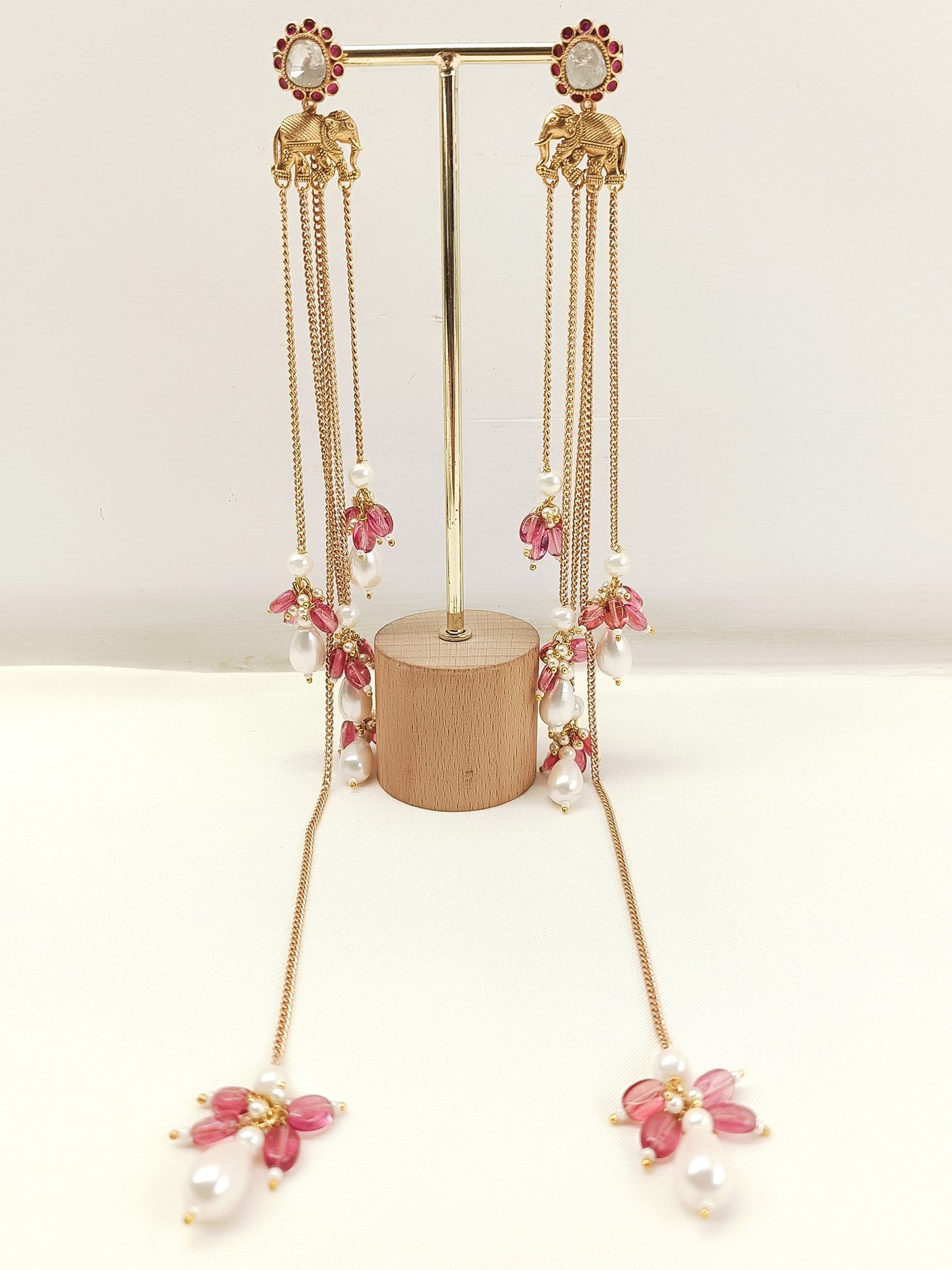 Madhulata Pink Kundan Earrings