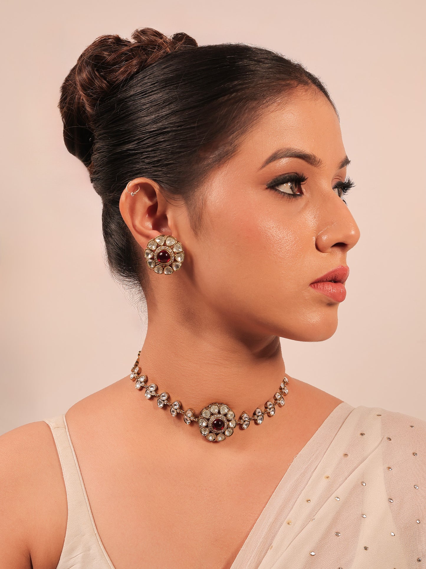 Mannat Maroon Kundan Choker Set
