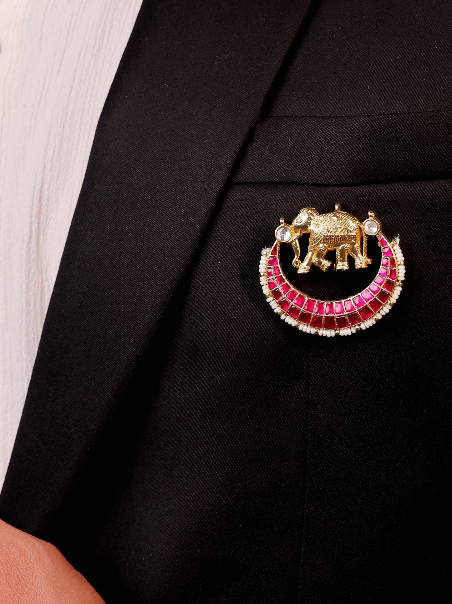Ishaan Ruby Elephant Brooch