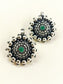 Tessa Oxidized Silver Sunburst Ear Cuff with Green Stone