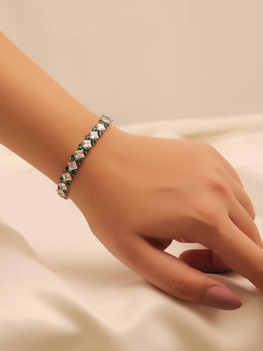 Fluid Emerald American Diamond Bracelet
