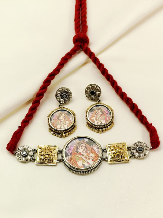 Bharti Rani Miniature Art Red Dori Choker Set