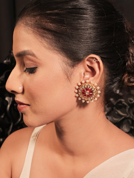 Kavita Maroon Gold Plated Kundan Tops