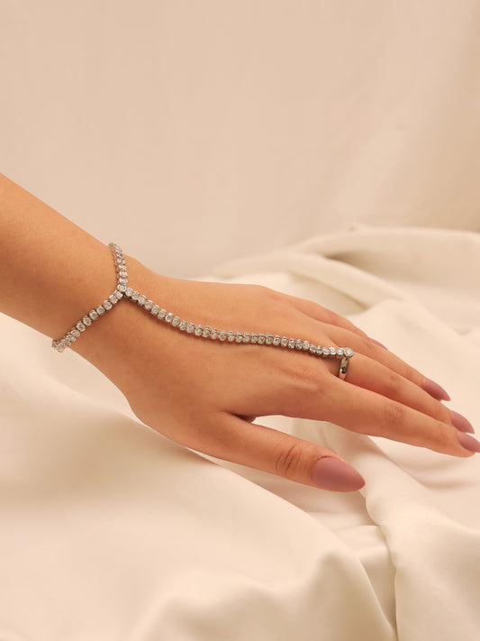 Warhi White American Diamond Hathphool [Price Is For Single Piece]