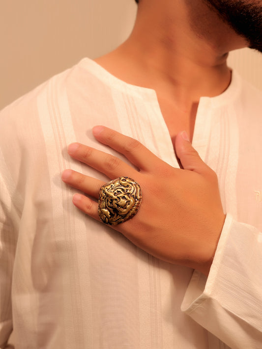 Tasmeera Golden Tribal Finger Ring