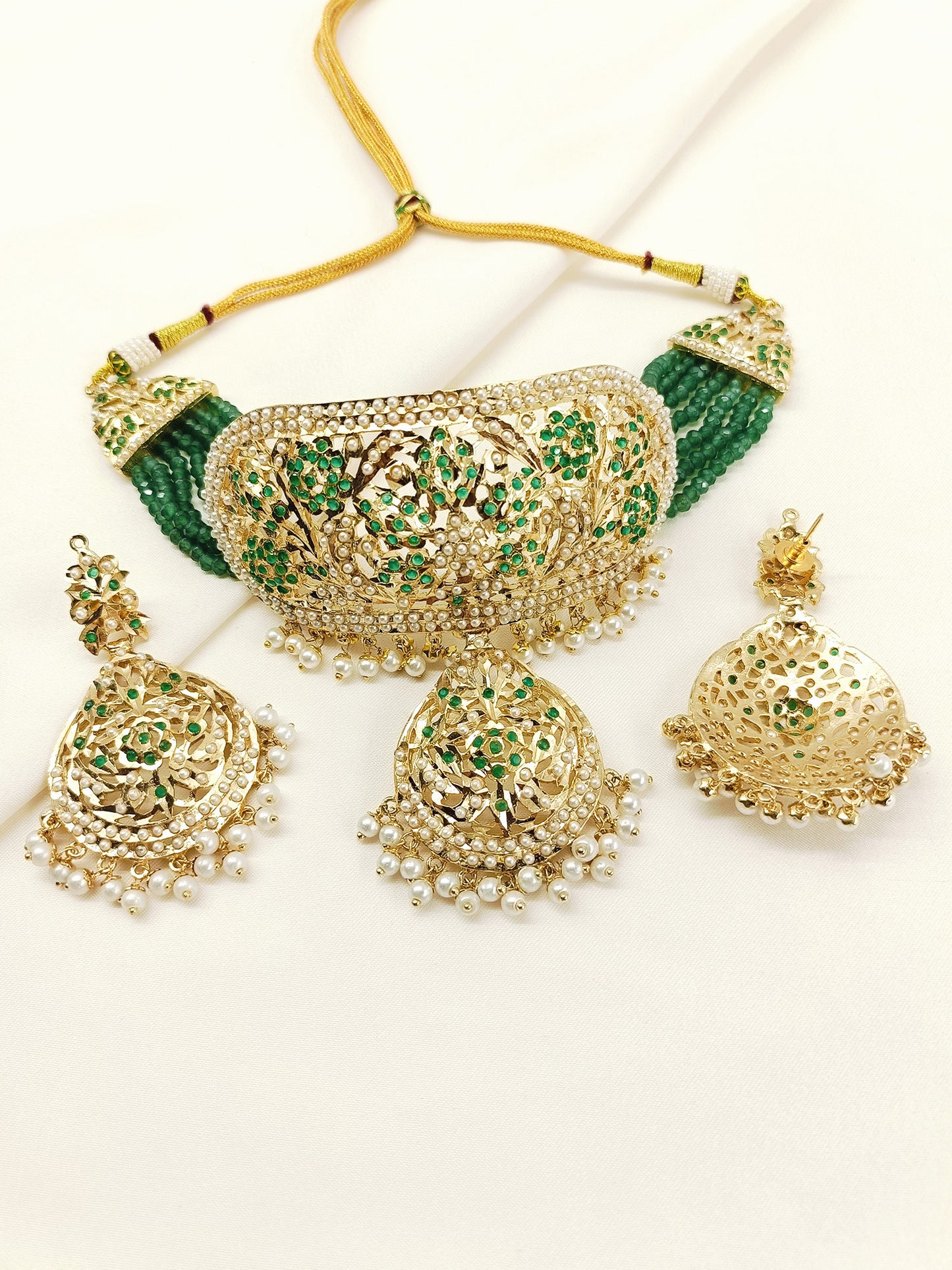 Addarshini Green Jadau Bridal Jewellery Set