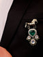 Jayesh Green Horse Brooch