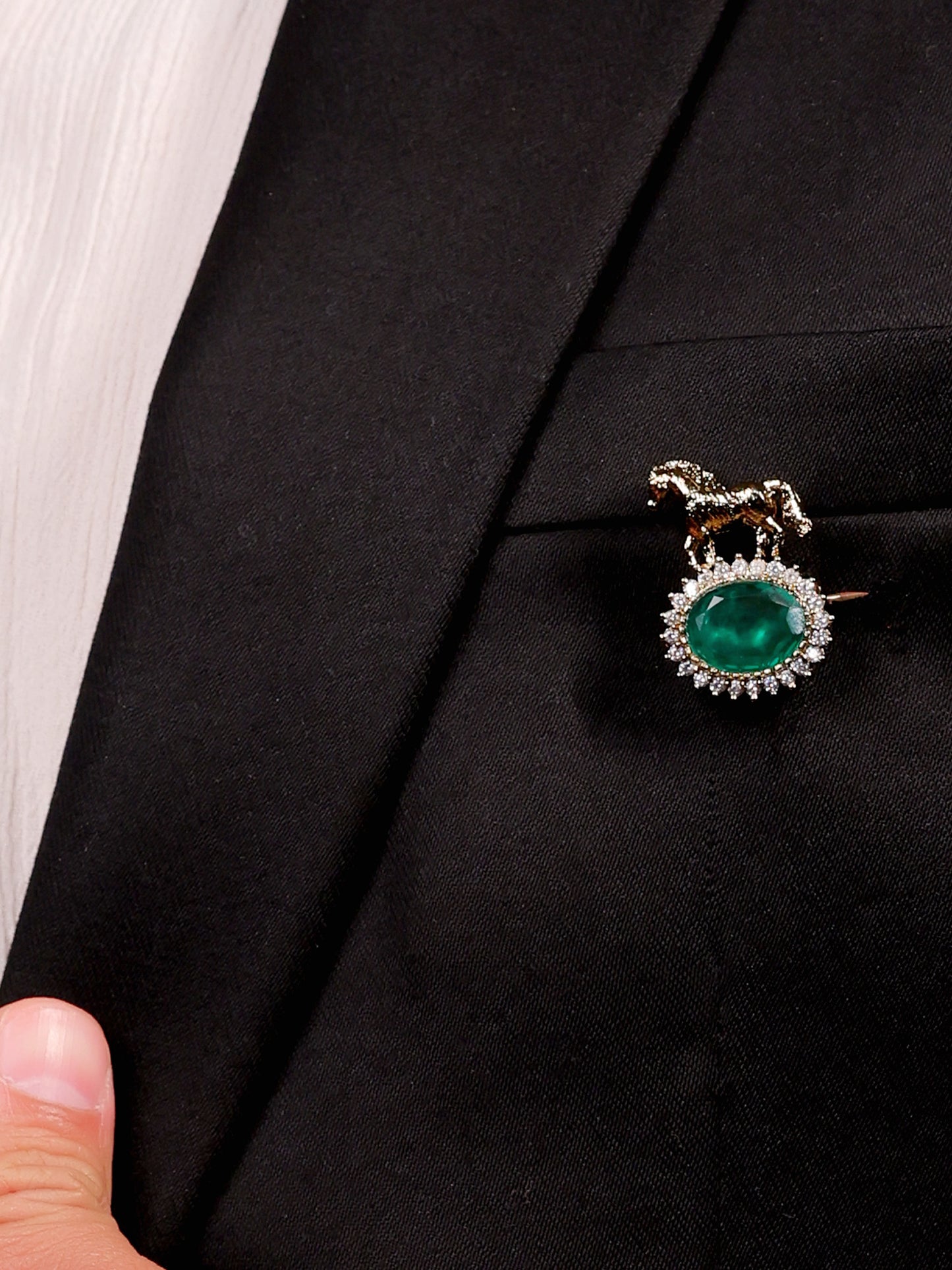 Saransh Green Horse Brooch
