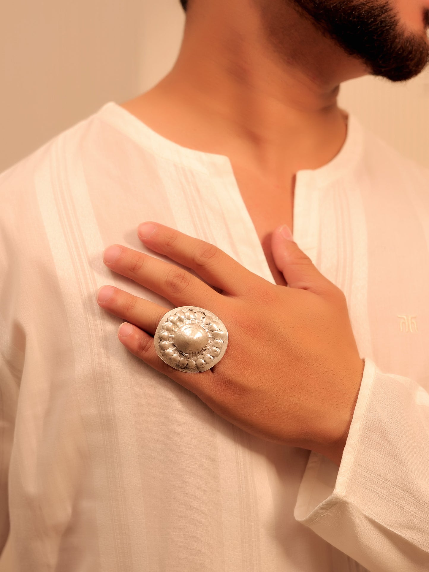 Ojashwini Silver Tribal Finger Ring