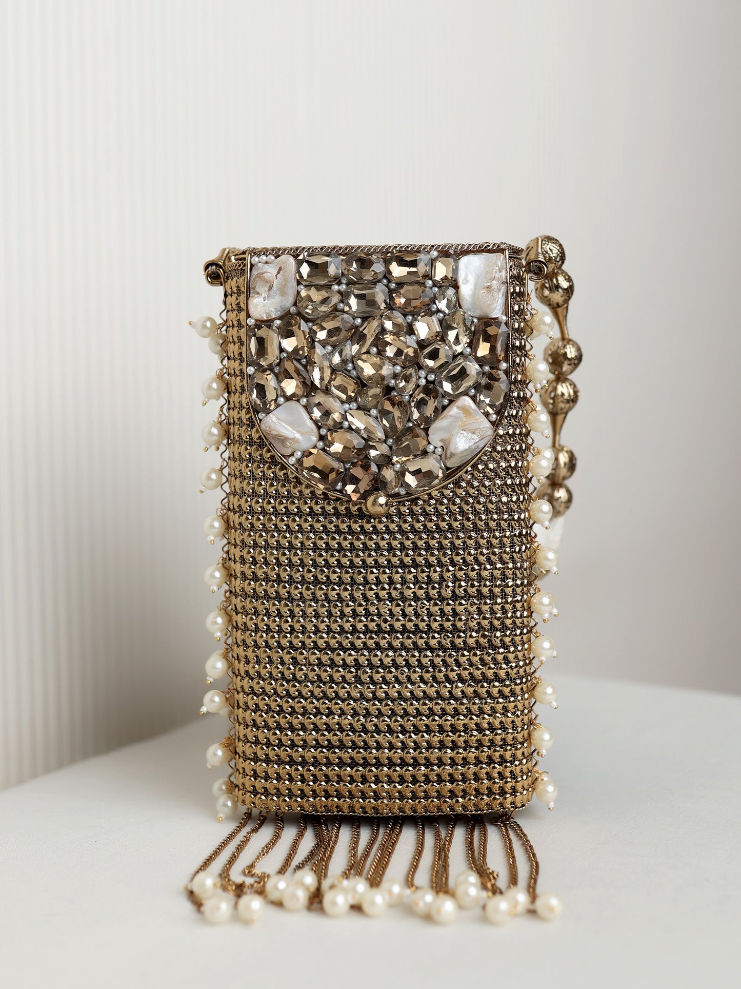 Veeksha Golden Mobile Pouch