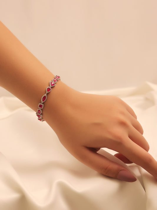 Elower Ruby American Diamond Bracelet