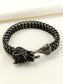 Kaiyen Black Men's Wolf Head Chain Bracelet