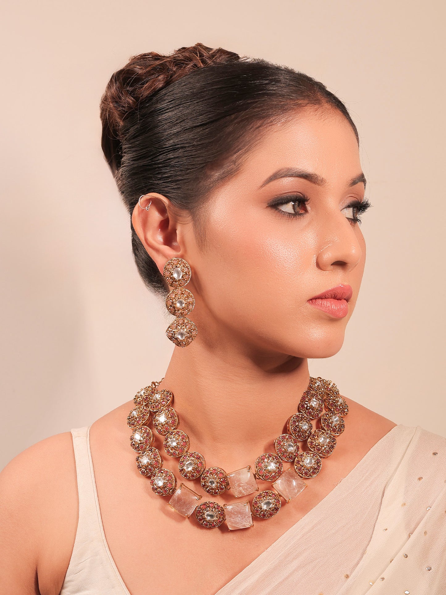 Chhaya Pink Antique Necklace Set