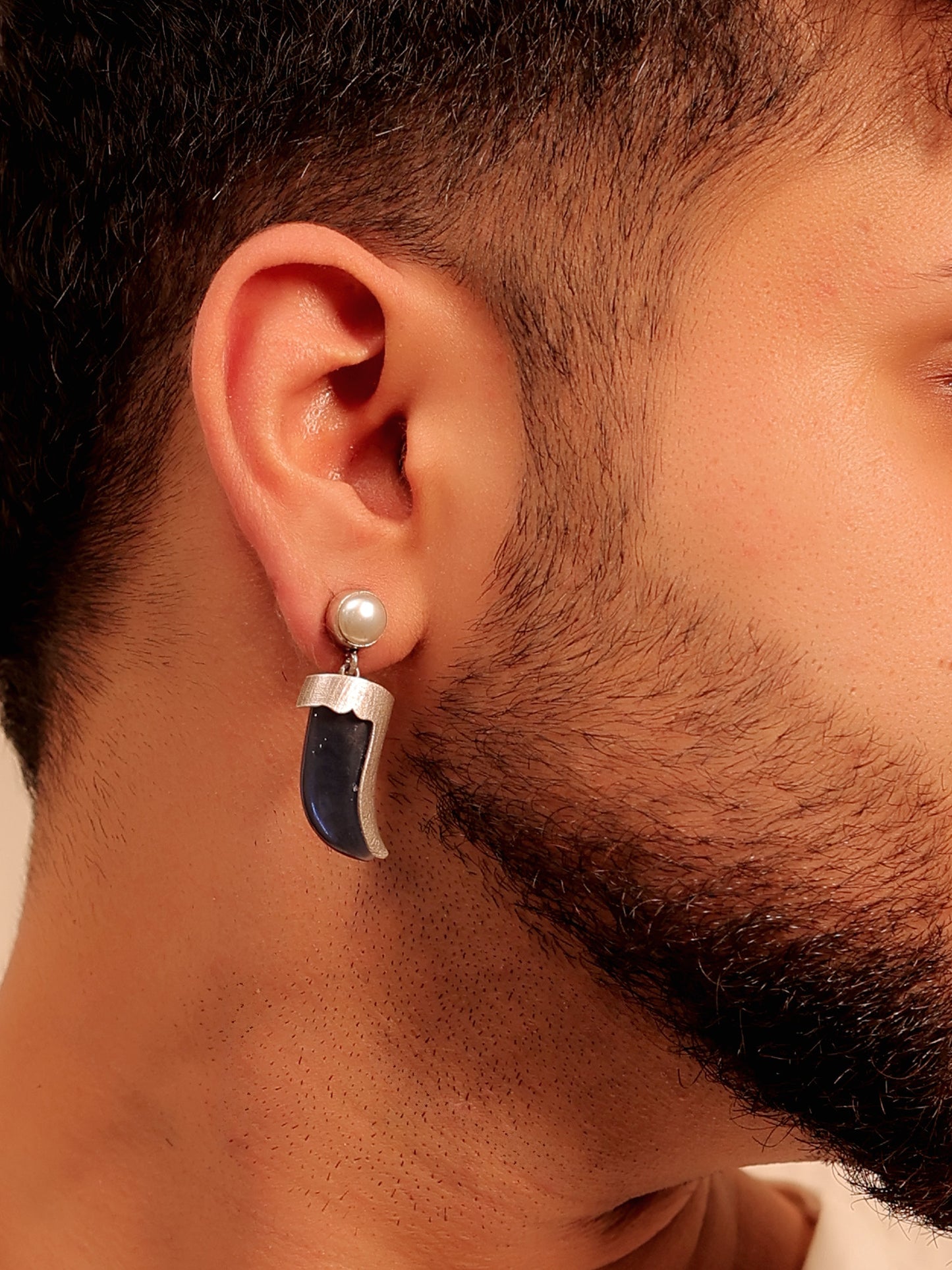 Haran Navy Blue Men's Earring