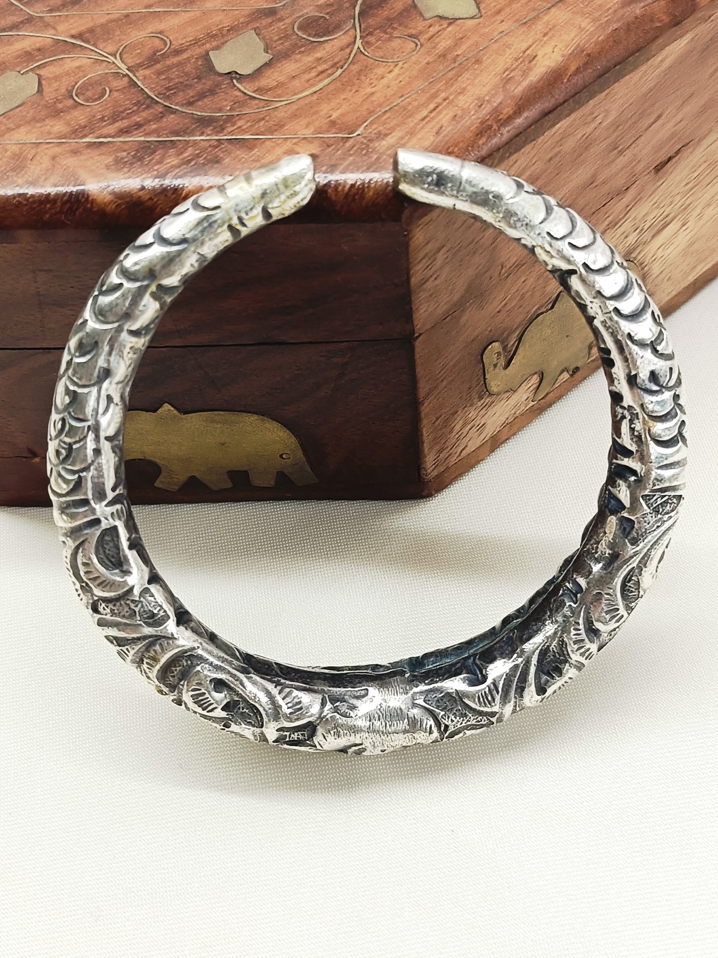 Yogi Heritage Oxidized Carved Men's Bracelet