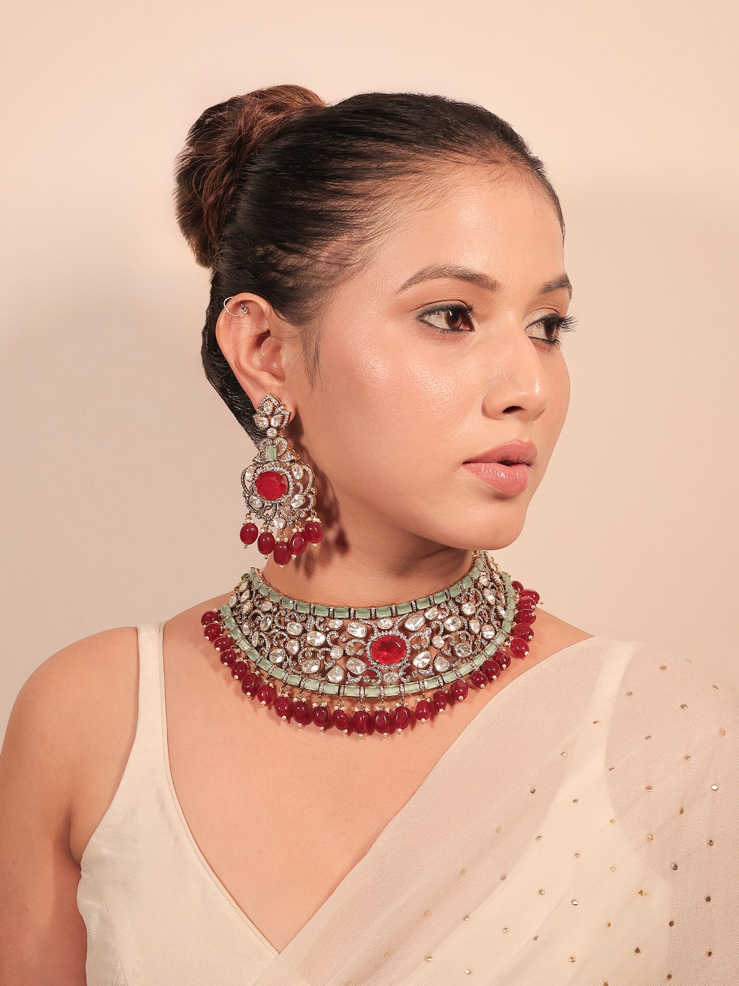 Kiya Mint Green Victorian Choker Set