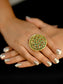 Devangi Green Jadau Finger Ring
