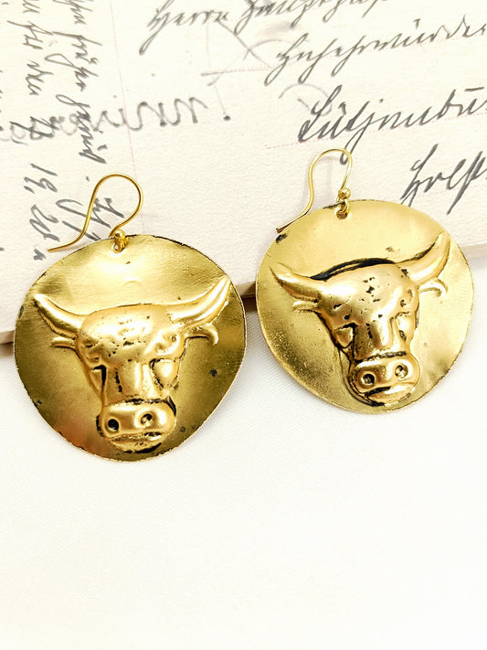 Oshan Golden Buffalo Tribal Men's Earring