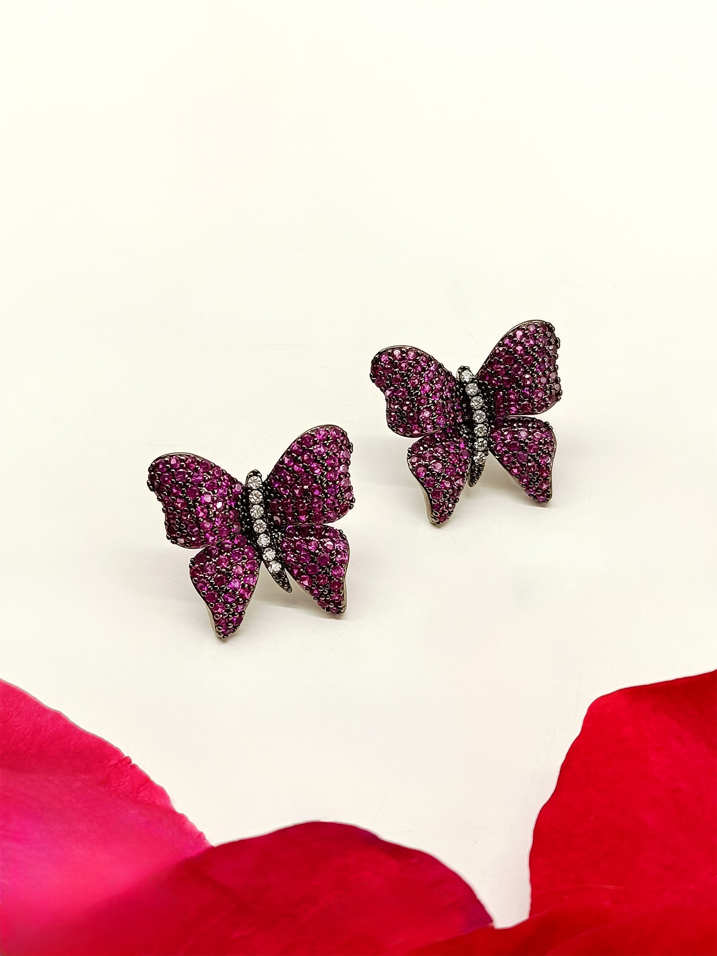 Amandeep Ruby Butterfly Victorian Earrings