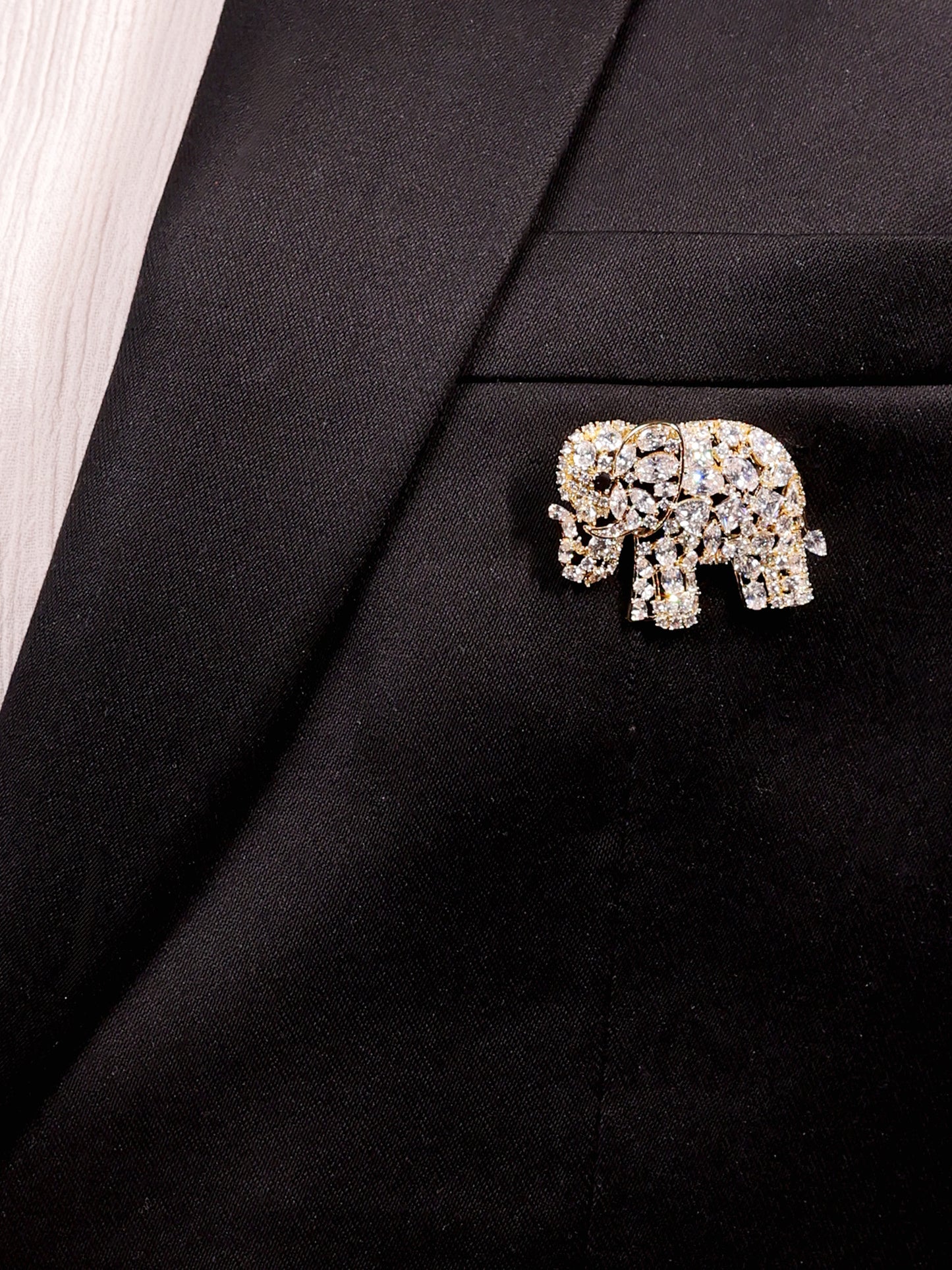 Shaurya Black Elephant Brooch